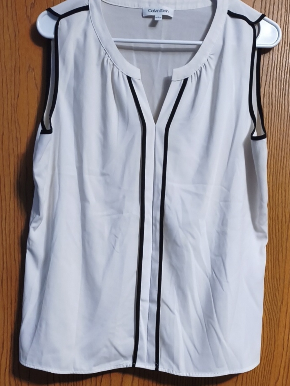 Calvin Klein White Blouse with Black Logo Detail